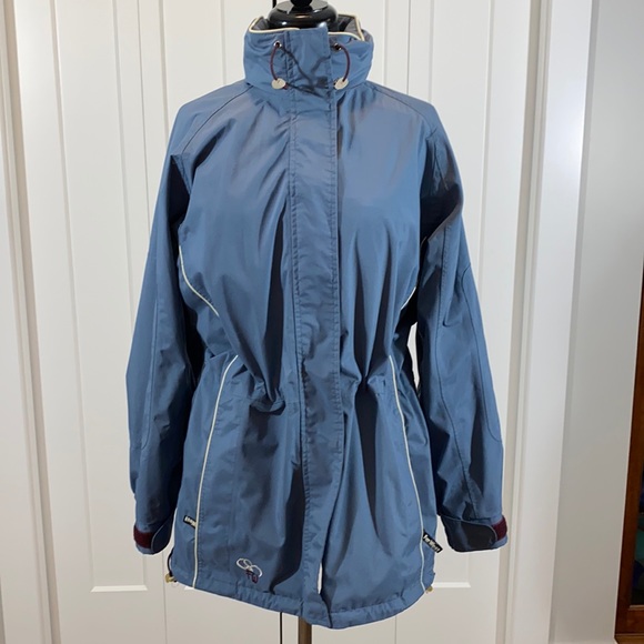 Far West Jackets & Blazers - 3/$23 Far West gray blue raincoat with white and maroon accents